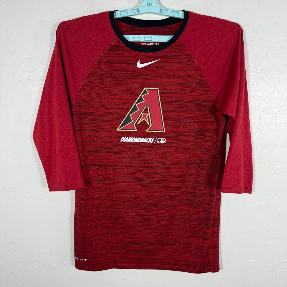 Arizona Diamondbacks Shirt Mens Small Red Nike Dri Fit Raglan Tee MLB‎ Baseball